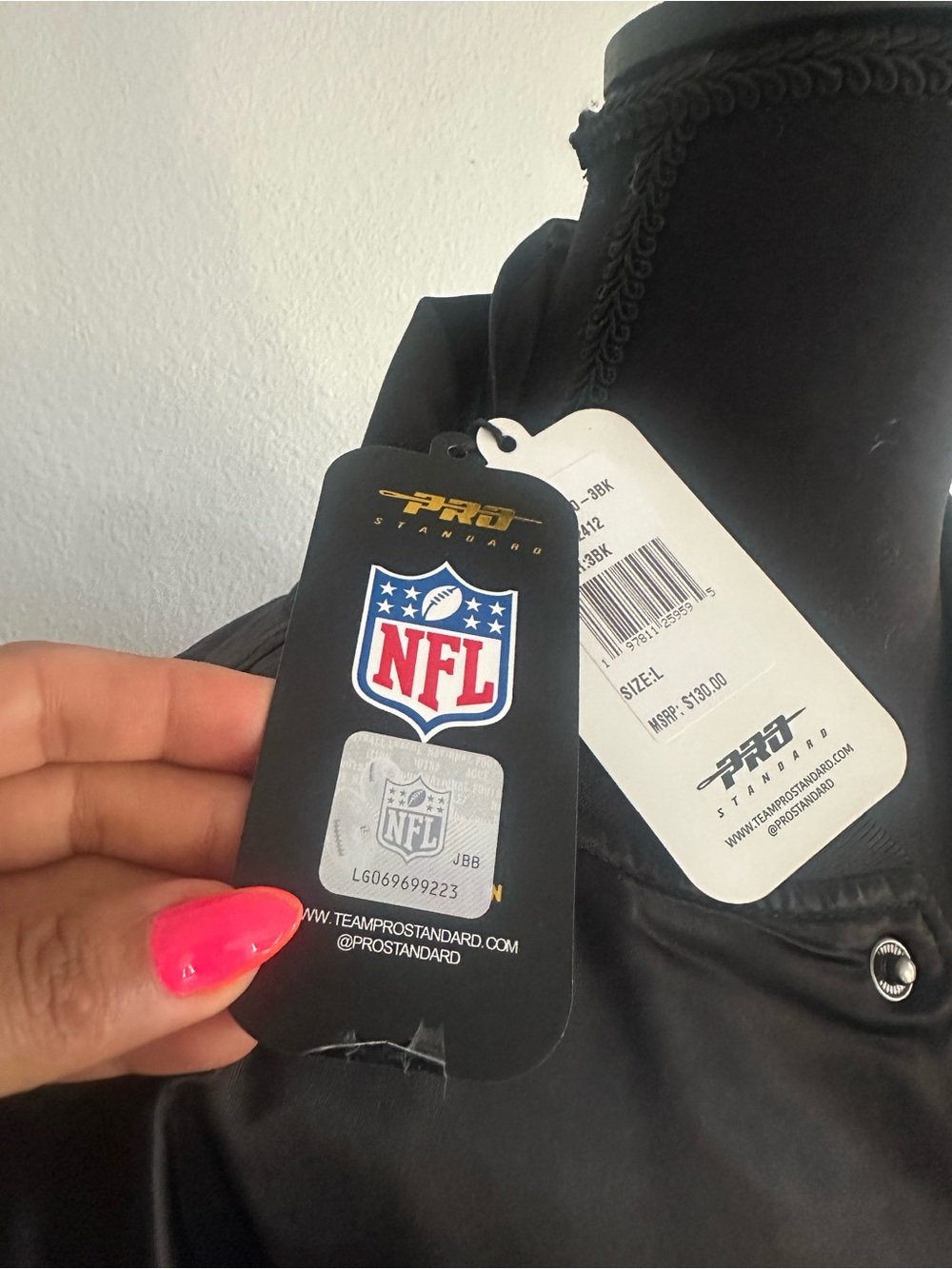 STEELERS NFL Black Leather Jacket with Team Logo Tag